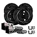 Dynamic Friction Company Front and Rear Brake Rotors Drilled and Slotted Black with 3000 Series Ceramic Brake Pads includes Hardware - 8314-63130