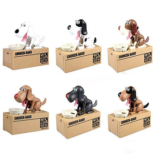 Piggy Bank, My Dog Piggy Bank, Robotic Coin Munching Toy Money Box, Saving Money Coin Bank for Boys and Girls, Bank Money Saving Box Dog Shake Heads Tail Ears Rotating (6pcs)