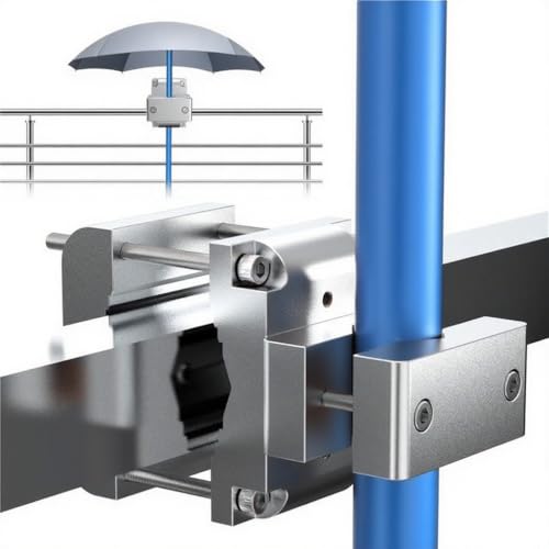 4smile Sonnenschirmhalter Balkongeländer SunnyRock - Extra-Starke Aluminium Sonnenschirm Halterung Balkon - Universelle Schirmhalterung Balkongeländer ersetzt Sonnenschirmständer Balkon, Silber