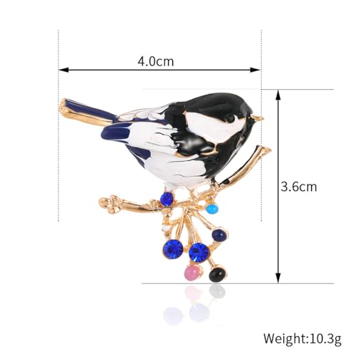 Image of coadipress Colorful Birds Brooch Pins Crystal Rhinestone Branch Bird Brooch Cute Enamel Animal Magpie Hummingbird Pin Fashion Jewelry Accessories Gifts