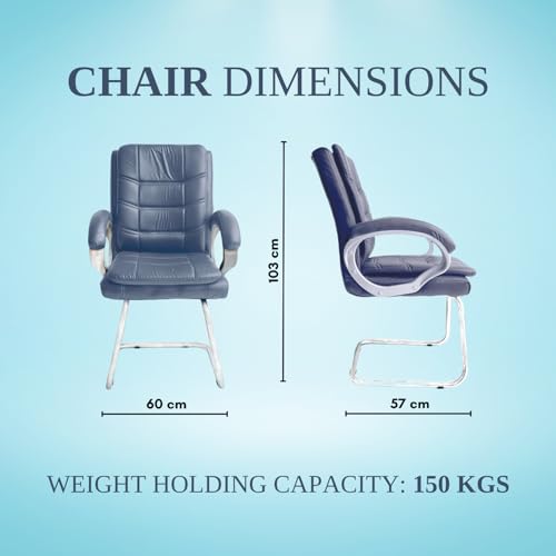 Image of activa Executive Office Visitor Chair | Ergonomic Relax Chair for Study, Home, Reception| Comfortable Cushioned Seat Back, Double Pipe Frame with Arm Rest Guest Seating (1, Grey, Star)