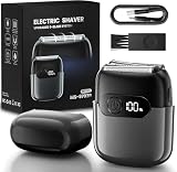 Electric Foil Shaver for Men, Compact 3D Floating Shaving Heads, Electric Razor for Men, IPX8 Waterproof, USB-C Fast Energy, 90-Min Runtime, LED Display, Wet/Dry, Travel Lock Father's Day Gunmetal