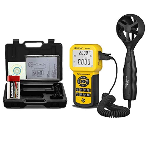 HoldPeak 846A Anemómetro Digital, Medidor de Velocidad del Viento para Windsurf Kite Flying Sailing Surfing Pesca - Mide Velocidad del Viento, Temperatura con Luz de Fondo y Puerto USB