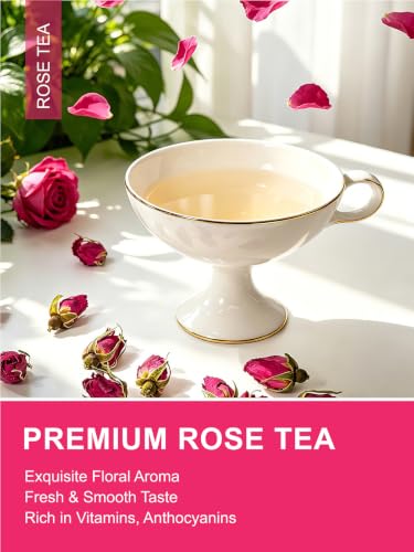 Image of TeeLux Rose Buds Tea, 5.3oz Dried Whole Rose Flower Herbal Tea Floral Aroma | Carefully Selected Loose Leaf Rose Buds for Tea, Baking & Culinary Use, Caffeine Free, Perfect Hot or Iced