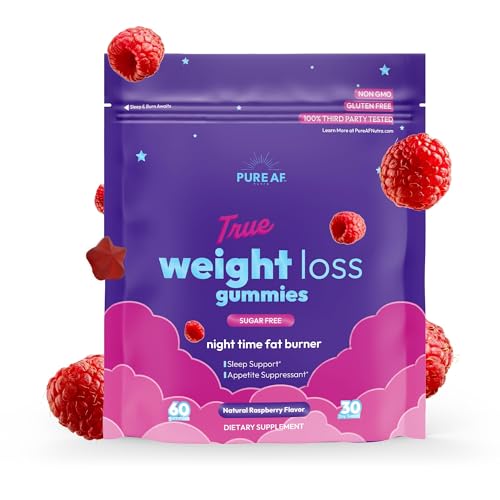 Pure AF Nutra Night Time Fat Burner Gummies, Sleep Supplement & Weight Loss | Skinny Vitamin | Appetite Suppressant & Metabolism Booster | Nighttime Diet Gummies for Women & Men