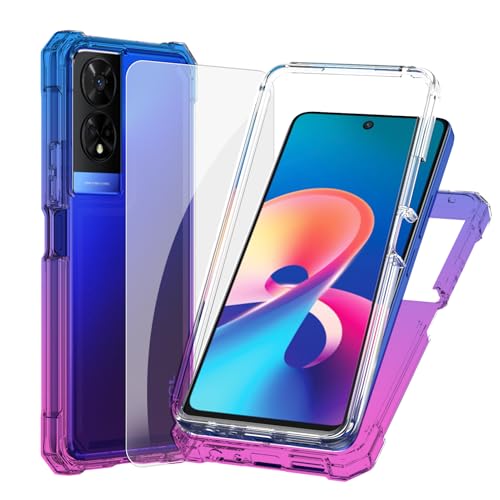 Ailiber TCL 50 XE 5G Case With Screen Protector - Shockproof Corners TPU Bumper Dual Layer Silicone for TCL 50XE Nxtpaper - Blue Pink