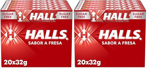 Halls Fresa   Caramelo duro   Caja con 20 Sticks de 32 g (Paquete de 2)