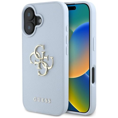 CG MOBILE Karl Lagerfeld Saffiano Coque de protection entièrement enveloppée, avec logo en métal allongé, pour iPhone 16, compatible avec MagSafe (rose)