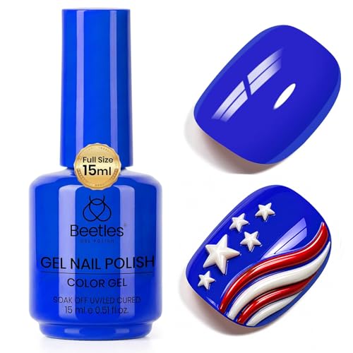 Image of Beetles Blue Gel Polish - 15ML /0.51Fl Oz, Electric Blue Gel Nail Polish, Color-Matched Bottle, Soak-Off UV LED, Long-Lasting Holiday & Summer Nails Art for DIY Beginners & Salon Pros