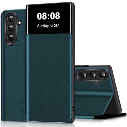 Funda transparente para Samsung Galaxy A37, funda tipo cartera para Samsung A37, con función atril, antigolpes, resistente a los arañazos, con compartimento para tarjetas, color verde