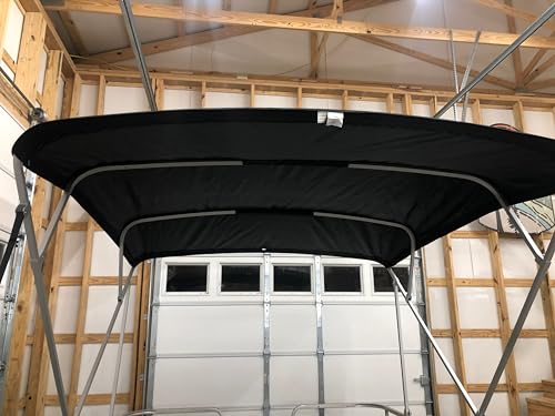 Cypress Rowe Outfitters Replacement Bimini Top Canvas with Boot, Compatable with Godfrey SanPan 2500 Fits Factory Frame! Black, 9' Long x 8.5' Wide, 16oz, 4 Bow