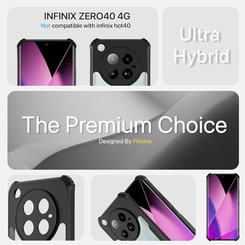 Image of Outlouders Back Cover for Infinix Zero 40| Ultra Hybrid Transparent | Full Camera Protection | Raised Edge | Crystal Clear Bumper Case(Black)