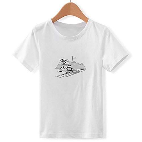 T-shirt ski blanc pour garcon X-Grand en coton multicolore DIYthinker