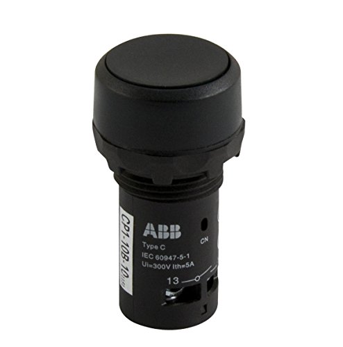 Bouton poussoir noir ABB CP110B-10 de 22 mm avec contact 1 NO pour commande momentanée