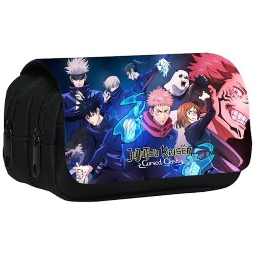 JXBBAAC Jujutsu Kaisen Estuche de Lápices Anime Bolsa de Lápices, Estuche para Lápices Grande Capacidad, 3D Cremalleras Papelería Caja Lápices para Hombre Mujer Material Escuela