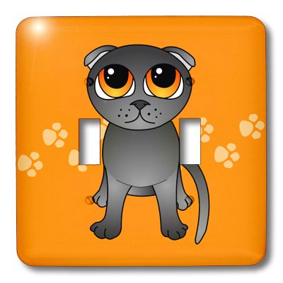 Interrupteur double chat écossais gris pour remplacer plaque usée - 3