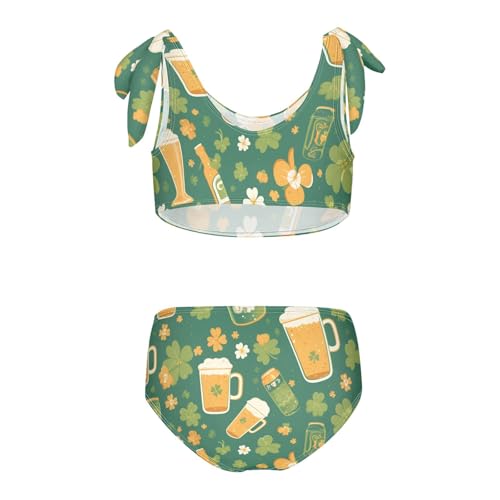 KLL Seamless Pattern St Patrick's Day Girls Two Piece Bikini Set Quick-Dry Bathing Suit Swimming Suits Cute Shoulder Strap2
