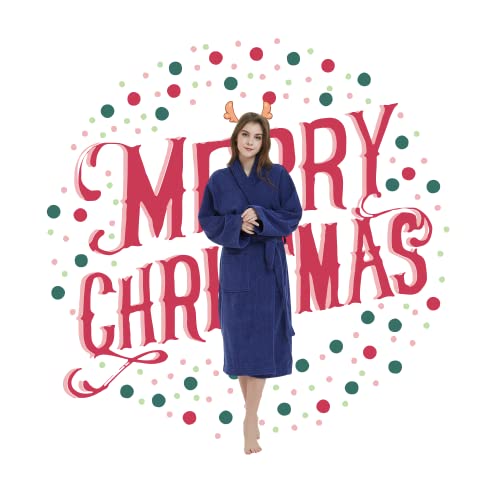 Marquess Terry Cloth Robes For Men- Cotton Towel Bathrobe Luxury Shower Robe Long Shawl Collar (Navy) #TOP1