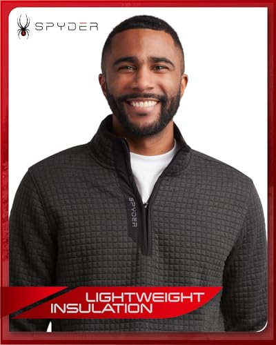 Spyder Mens Quarter Zip Pullover Sweatshirt - Grid Fleece Sweater Workout Shirts for Men - Quarter Zip Pullover Men Apparel3