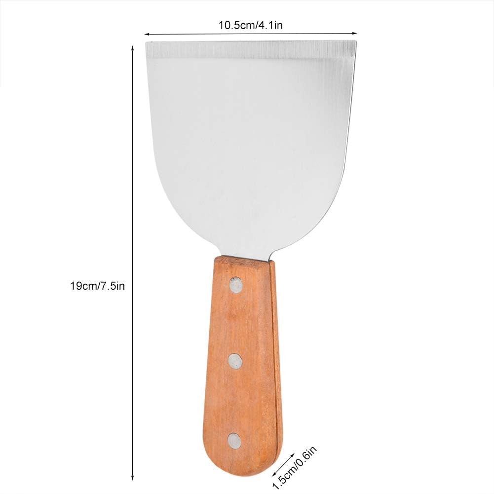 Stainless Steel Blade Griddle Scraper, Grill Slant Edge Scraper, Grill Scraper with Wood Handle for Barbecue Cooking Restaurants