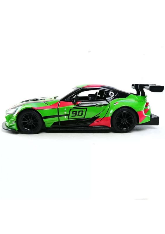 Image of Exquisite 1:36 GR Supra Racing Edition Die-Cast Model Car Toy for Kids - Stunning Metallic Design, Openable Doors, and Pull-Back Action - Perfect Collectible or Gift Racing Green