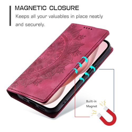 Étui portefeuille iPhone 15 Pro Max avec fermeture magnétique violette - 4