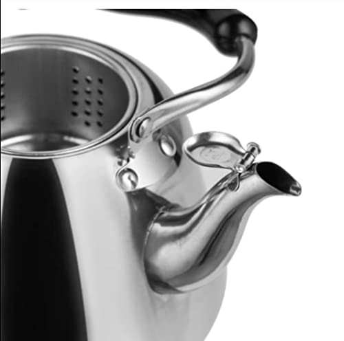 1.5 L Stainless Steel Whistling Tea Kettle with Infuser Stove Tea Kettle Whistle Teapot for All Cooking Options by VapourOn, Silver 1.5 L Stainless Steel Whistling Tea Kettle with Infuser Stove Tea Kettle Whistle Teapot for All Cooking Options by VapourOn, Silver