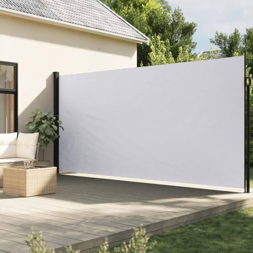 Keyroto Seitenmarkise Ausziehbar Doppel Seitenmarkise Ausziehbar Balkon Sichtschutz Weiß 200x600 cm