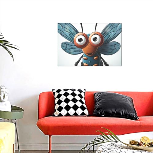 Toile murale moderne d'insectes et yeux 30x45 cm pour decoration de salon
