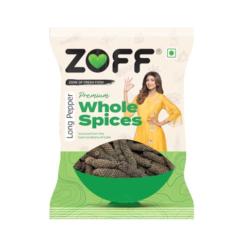 Image of Zoff Pipli Long Pepper Whole - Ayurvedic Long Pepper for Wellness & Gourmet Cooking - Handpicked, 100% Pure & Flavorful - 50G