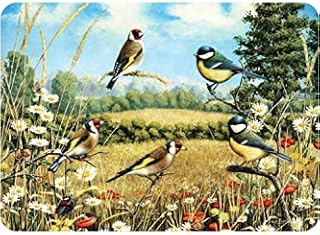 Premium Glass Chopping Board - Goldfinch Birds Design Large Kitchen Worktop Saver Protector