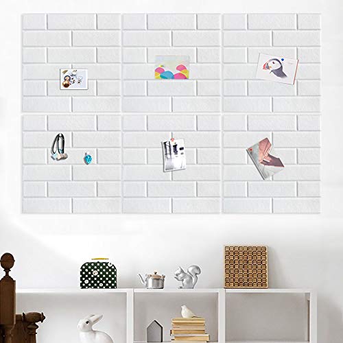Vancore 11.8" X 11.8" Large Bulletin Board With 30 Push Pins, Felt Subway Tiles For Photos,Notes,Letter,Memo, 6 Pack Wall Boards For Office (White) #TOP1