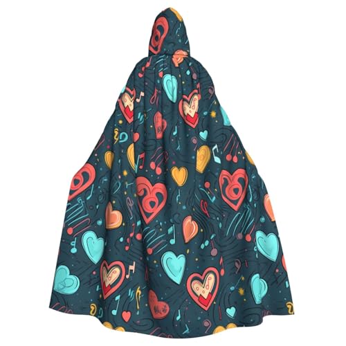 HJFCZH Capa con capucha para adultos con texto 'Treble Love And Music' para Halloween, para varios entornos de fiesta y carnaval