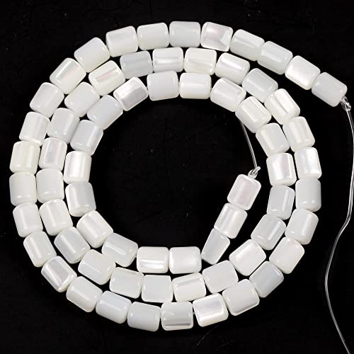 Gfsdjalkj Biała naturalna masa perłowa muszla koraliki naszyjnik bransoletka muszla akcesoria cylindryczne luźne koraliki do produkcji biżuterii DIY 15 cali 39 cm ręcznie robione rękodzieło