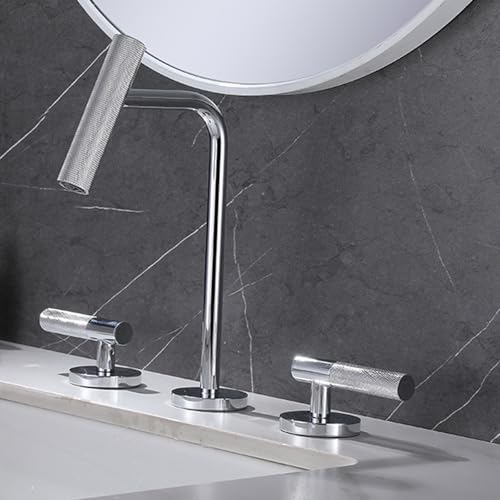 Robinet mitigeur de salle de bain 3 trous en laiton massif avec finition chrome brillant