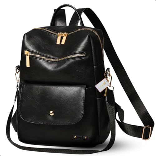 Mochila Bolsa Feminina Resistente Com Bolso Antifurto e Alça de Ombro Perfeita Para Trabalho Dia A Dia Passeio e Faculdade (Preto)