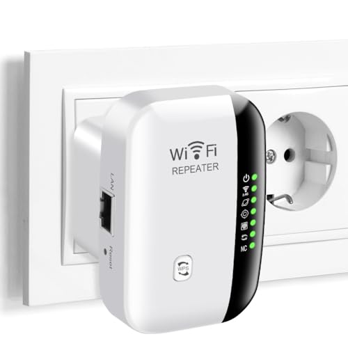 WiFi Extender Booster, WLAN Verstärker 300 Mbit/s 2.4 GHz, WiFi Repeater, WLAN Repeater mit Ethernet Port zu Allen WLAN Geräten, Long Range Amplifier mit Repeater/AP Modus