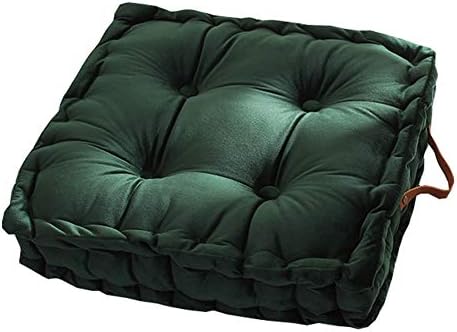 vctops Square Solid Color Velvet Seat Cushion with Handle Tufted Thicken Chair Pad Tatami Floor Pillow Cushion 16.5"x16.5"x4" Green