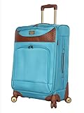 Caribbean Joe Designer Luggage Collection - Expandable 24 Inch Softside Bag - Durable Mid-sized Lightweight Checked Suitcase with 4-Rolling Spinner Wheels (Light Blue)