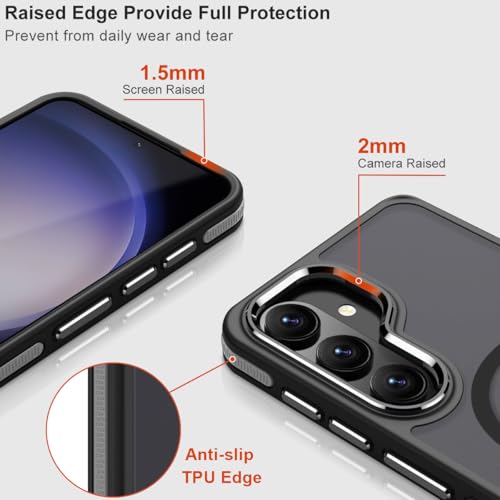 Image of MALEWOLF Case for Samsung Galaxy S26 Plus, Compatible with Magsafe, Translucent Cover [Military Grade Shockproof] [Anti-Slip Edge], Color Hybrid Magnetic Case for Galaxy S26+ (Black /Grey)