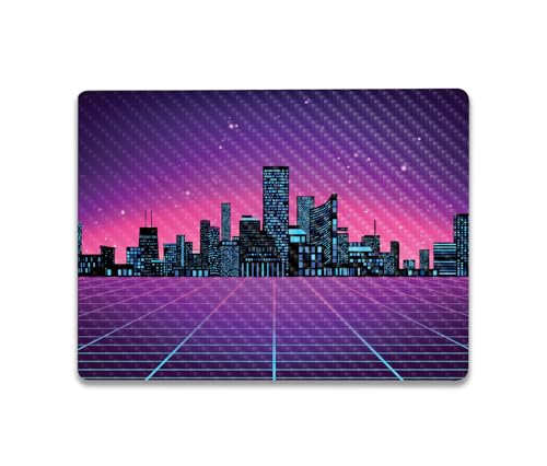 Image of MightySkins Carbon Fiber Skin Compatible with Microsoft Surface Laptop Go 3 (2023) Full Wrap Kit - Synthwave City | Protective Durable Textured Carbon Fiber Finish | Made in The USA