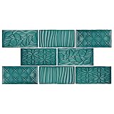 SomerTile Antic Sensations Lava Verde 3" x 6" Ceramic Wall Subway Tile