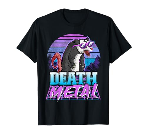 Retrowave Pastel Opossum Années 90 Synthwave Retro Death Metal T-Shirt