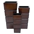 Deco 79 Metal Indoor Outdoor Planter Light Weight Large Planter Pot with Tapered Base and Fluted Design, Set of 3 Planters 31", 25", 20"H, Brown
