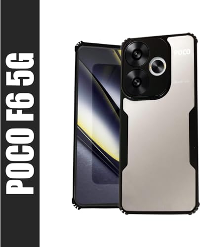 Image of AIBEX Crystal Clear Back Cover Case for Poco F6 5G | 360 Degree Protection | Shock Proof Design | Transparent Back Cover Case (PC & TPU, Black Bumper)