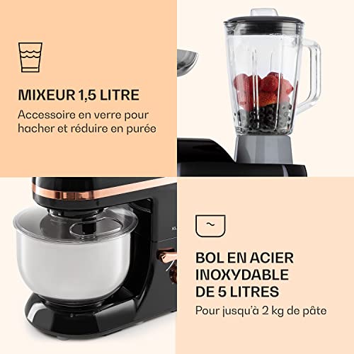 Klarstein Lucia Elegance Robot de cuisine multifonction sans BPA avec hachoir & mixeur 6 vitesses bol inox fonction Pulse nombreux accessoires ¿ - vue 7