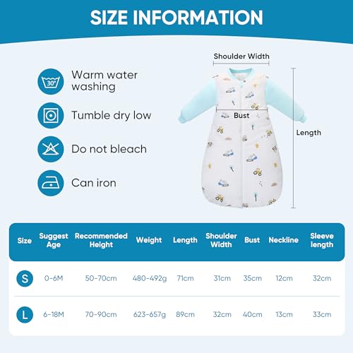Miniatura 4 de Saco De Dormir Para Bebé De Invierno Con Mangas Desmontables, 3.5 Tog, Algodón Cálido, Saco De Dormir De Invierno Para Bebé, 0-18 Meses Koala, L