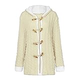 Womens Front Button Hooded Sweater Plus Size Casual Outwear Cable Knit Long Sleeve Cashmere Thick...
