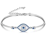 Pulsera de mal de ojo para mujer, plata de ley 925, azul griego, pulseras turcas
