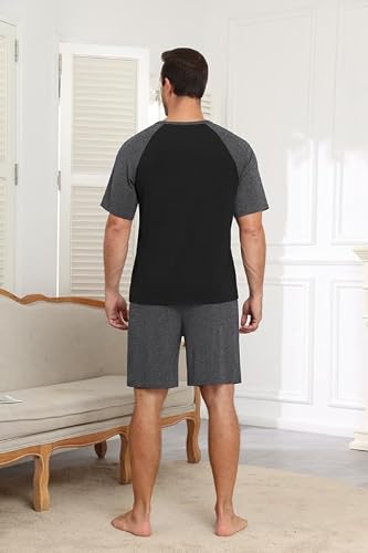 Ekouaer Mens Pajamas Set Bamboo Viscose Short Sleeve Pjs Sets | Soft Moisture Wicking Lightweight, Summer Button Fly Sleepwear with Pockets for lounging at home Running Reading — view 6